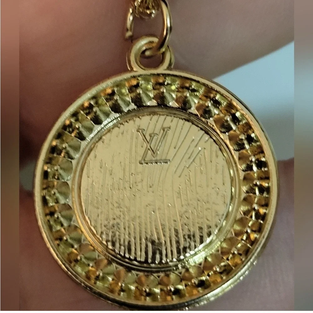 Louis Vuitton Gold/Black Crystal Zipper Pendant 20” Necklace - Picture 3 of 6